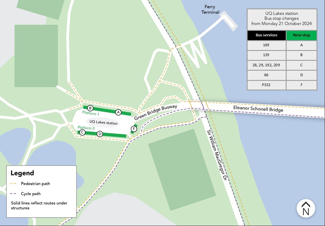 Brisbane Metro Project At UQ Lakes Chief Operating Officer Portfolio UQ Lakes Station Wayfinding Map (April 2024) 